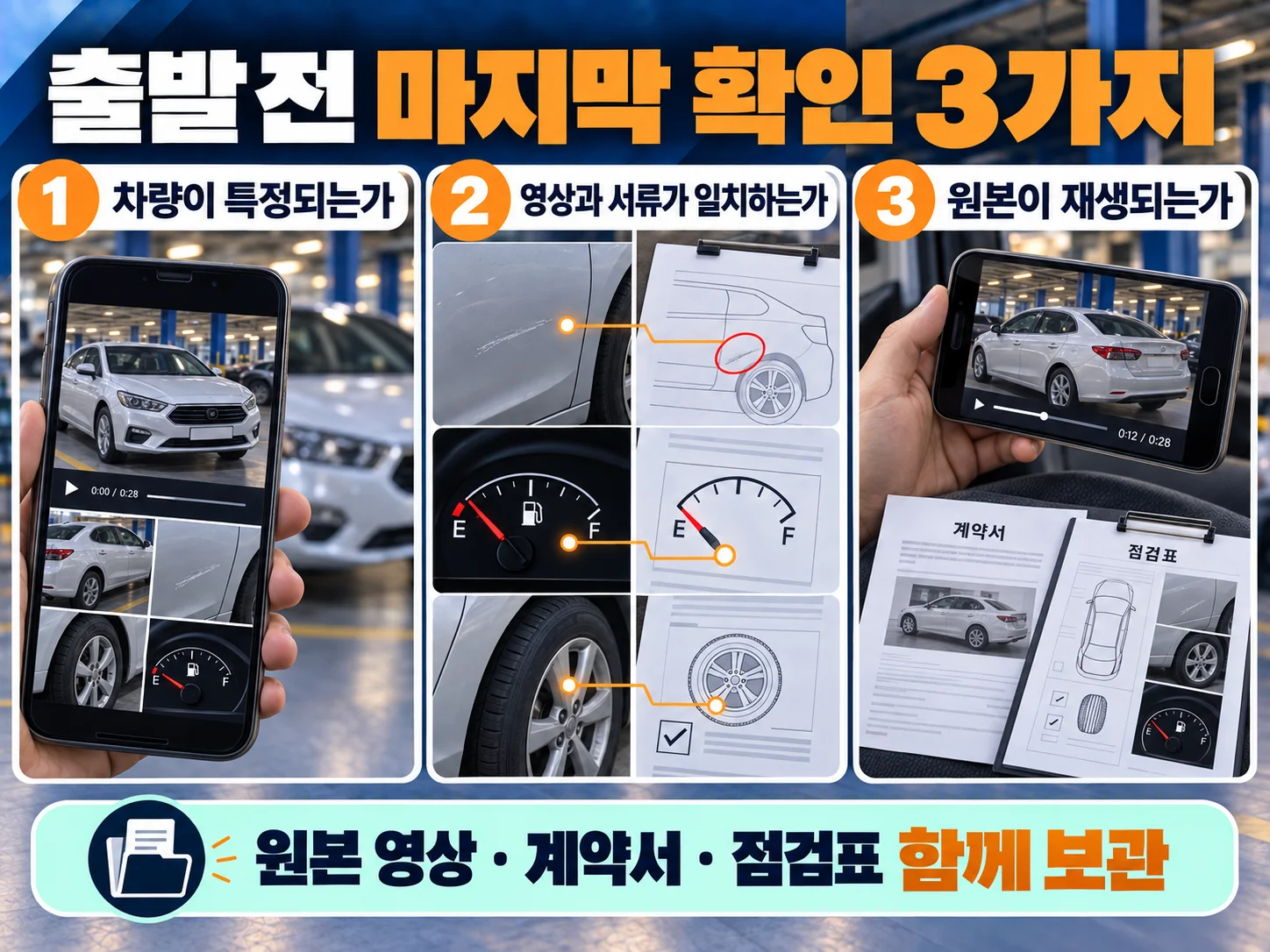 렌터카 인수 영상 원본과 차량 상태 기록을 최종 확인