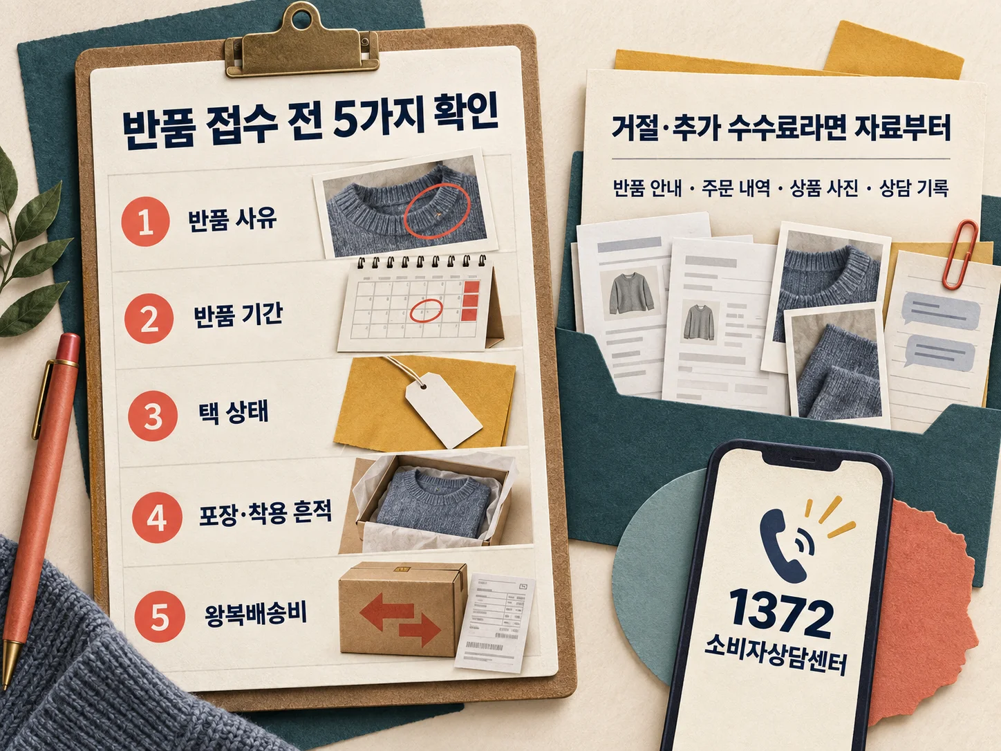 의류 반품 접수 전 택·포장·배송비를 점검하는 체크리스트