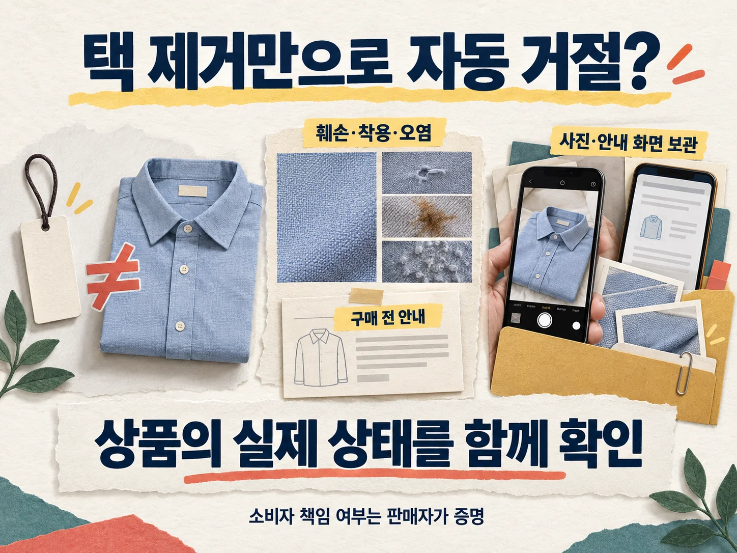 택 제거 의류 반품 시 상품 훼손과 가치 감소를 확인하는 기준