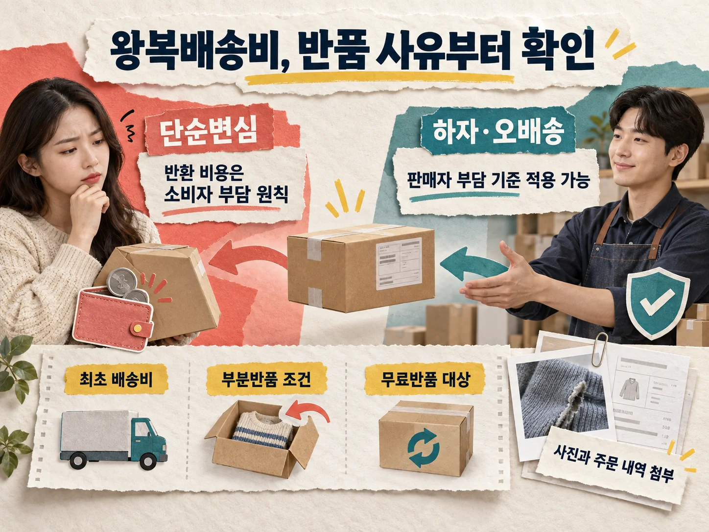 단순변심과 하자·오배송별 왕복배송비 조건 비교