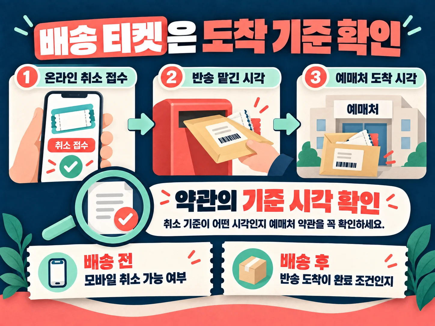 배송 티켓 취소 시 반송 도착일과 취소 기준을 확인하는 방법.