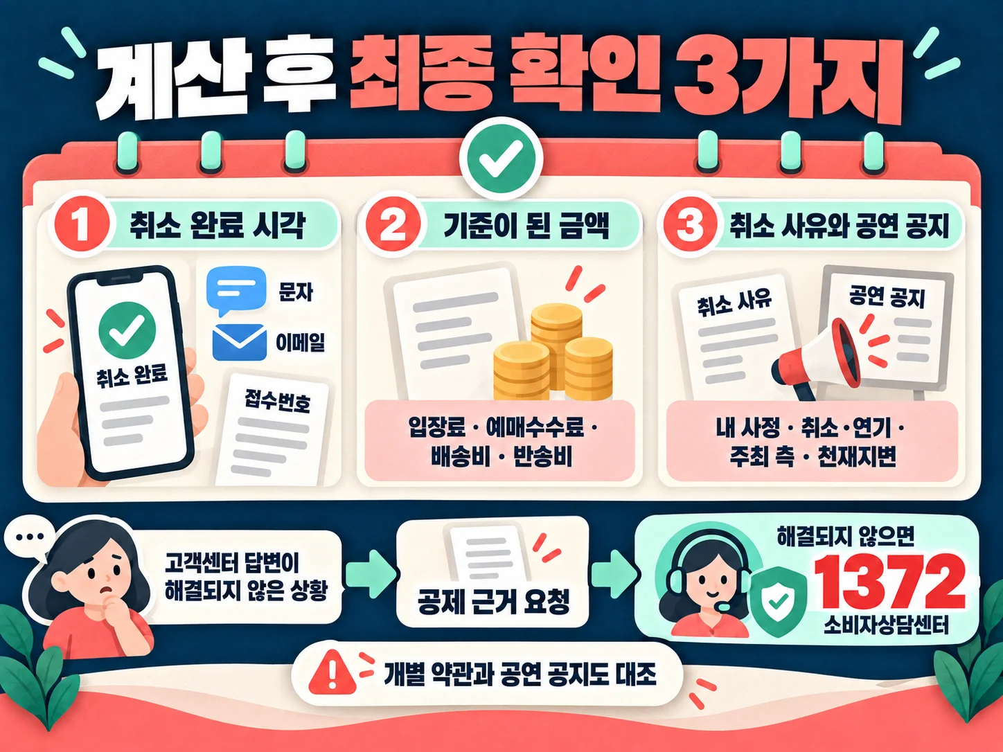 공연 예매 환급 전 확인할 취소 완료 시각과 소비자 상담 절차.