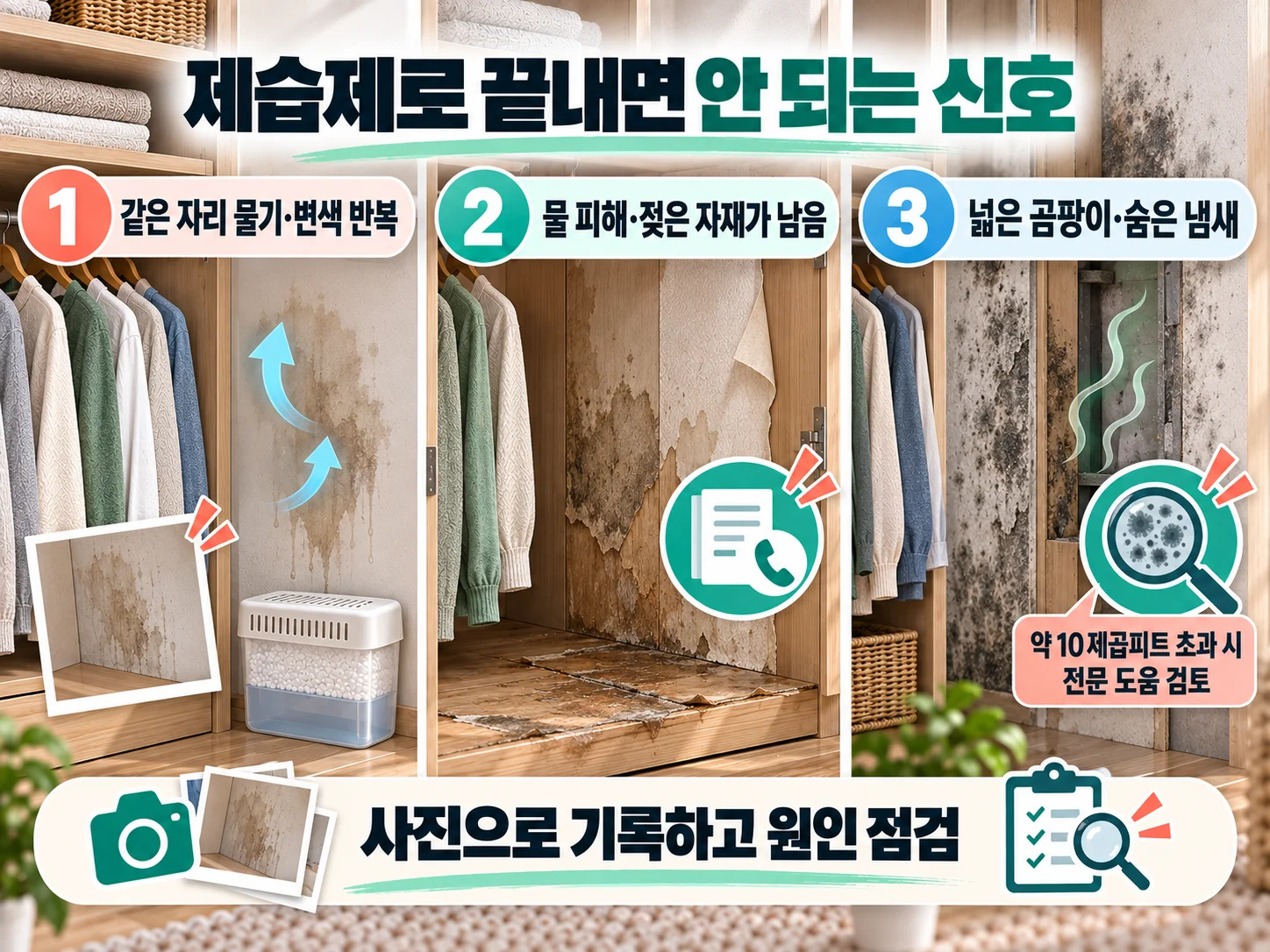 벽면 결로와 누수로 생기는 곰팡이 경고 신호 점검