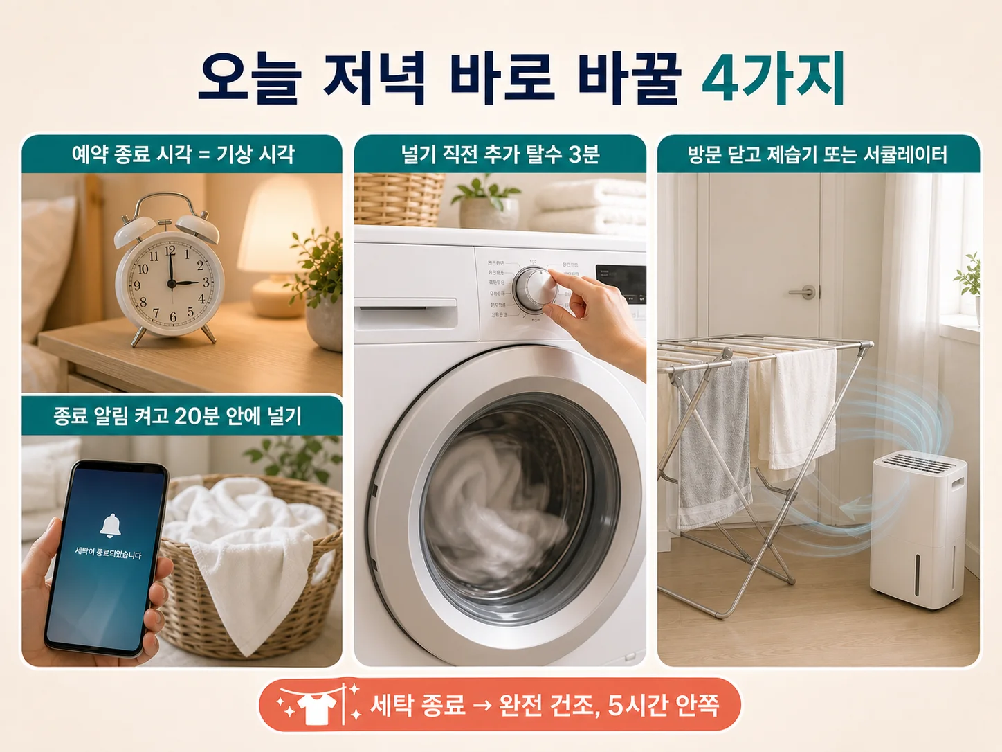 오늘 저녁 세탁부터 실내 건조 시간을 줄이는 체크리스트