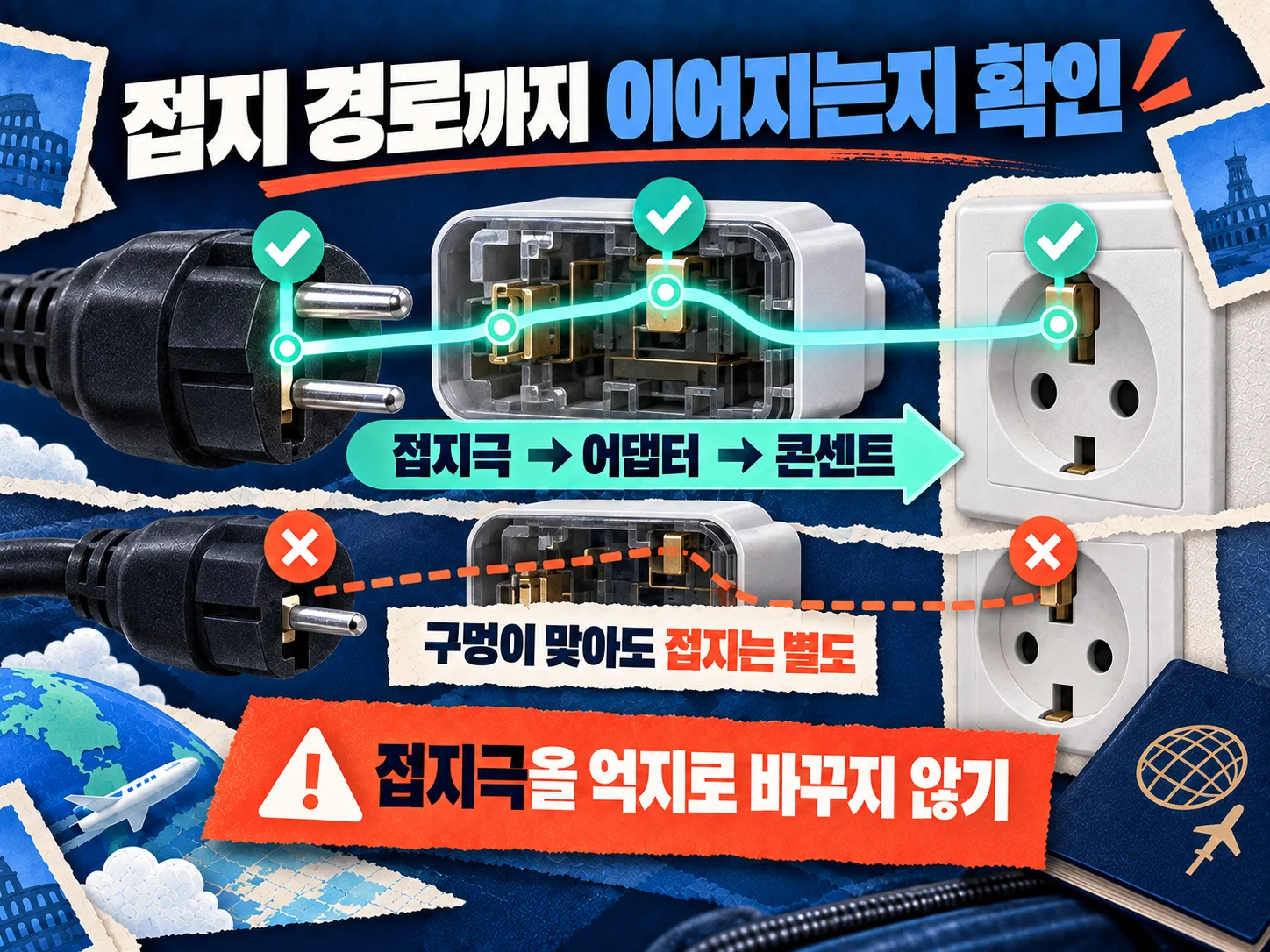 접지형 플러그와 멀티어댑터 접지 경로 확인