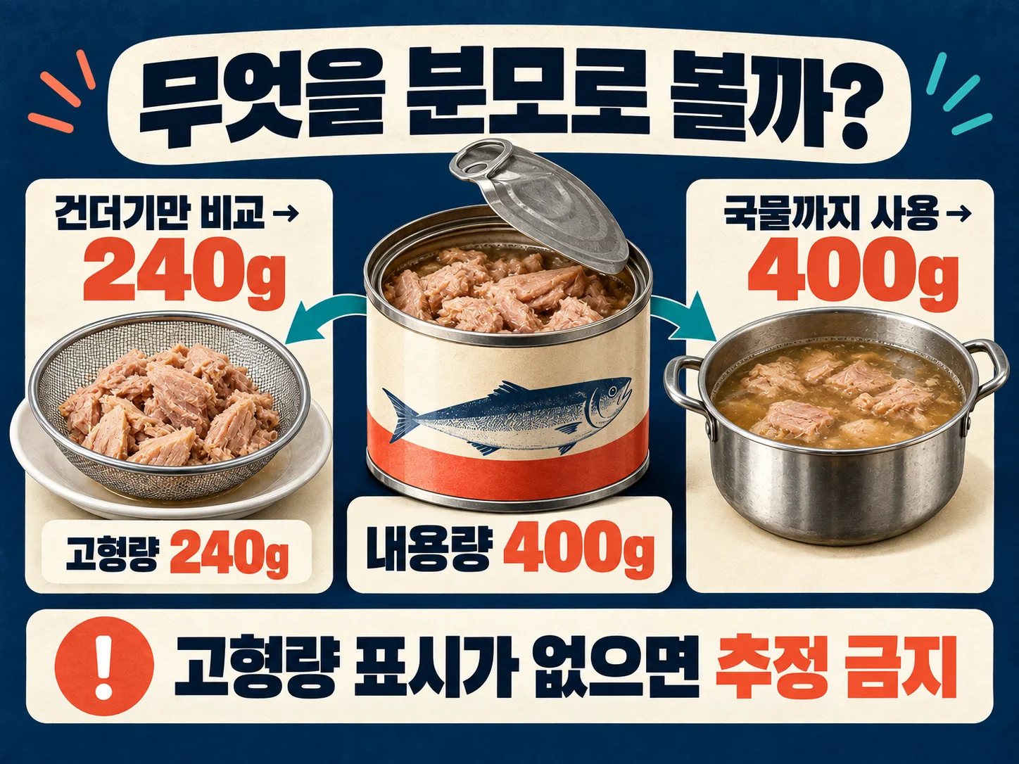 통조림 내용량과 고형량 비교 기준