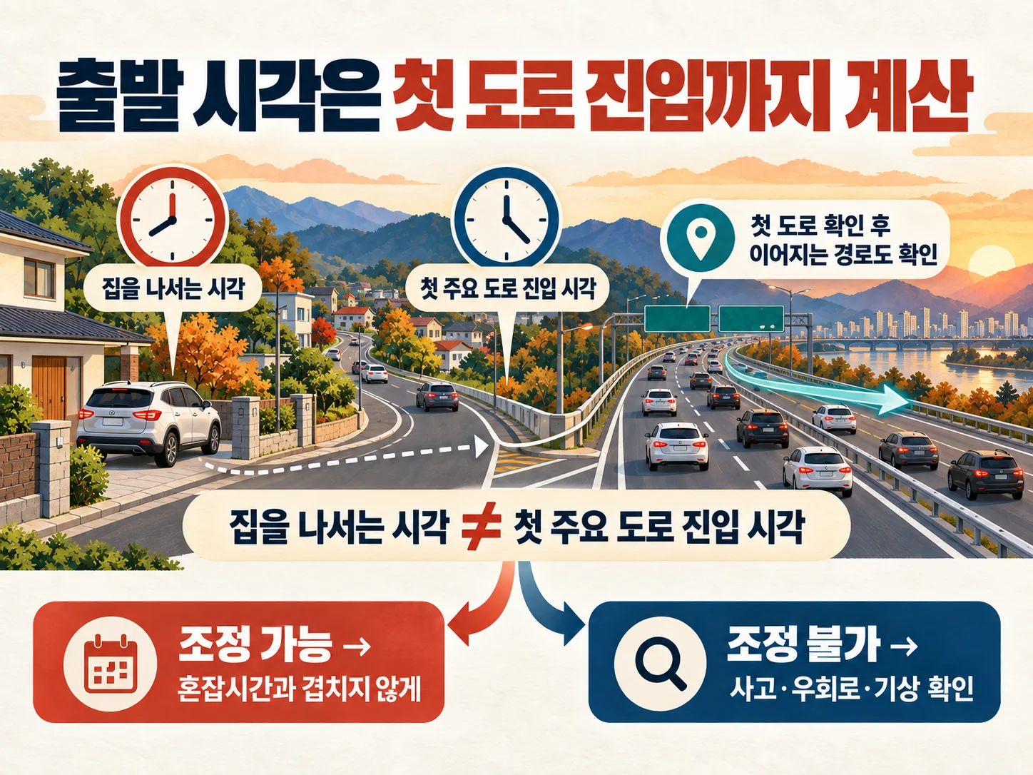 출발지 도로상황을 반영해 도로 진입 시각을 정하는 방법
