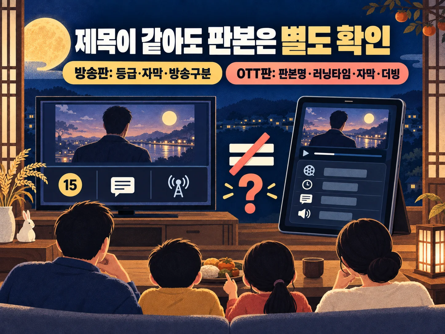 방송판과 OTT 제공판의 판본명·자막·러닝타임 비교