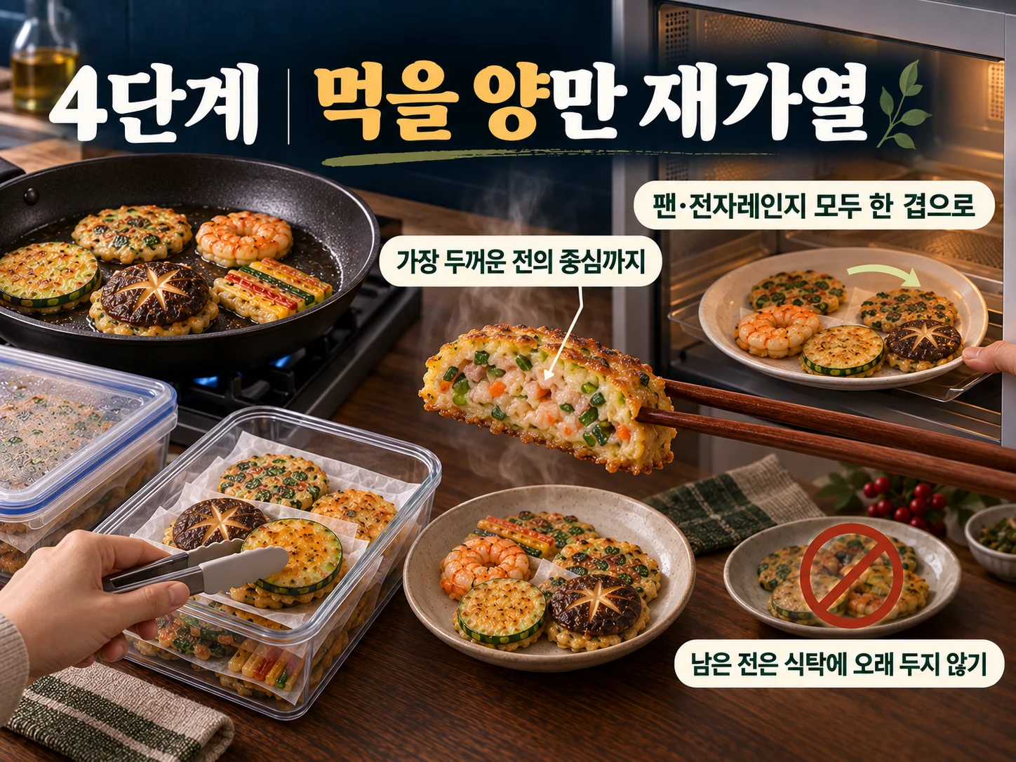 - 남은 전 재가열 시 중심까지 충분히 데우는 기준