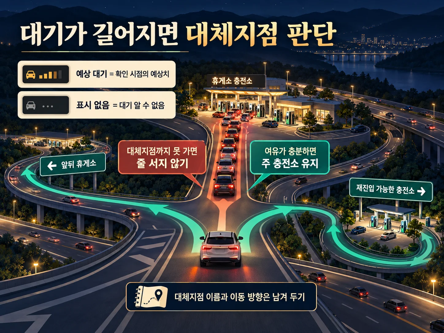 추석 고속도로 전기차 충전 대기 시 대체지점과 도로 상황 확인