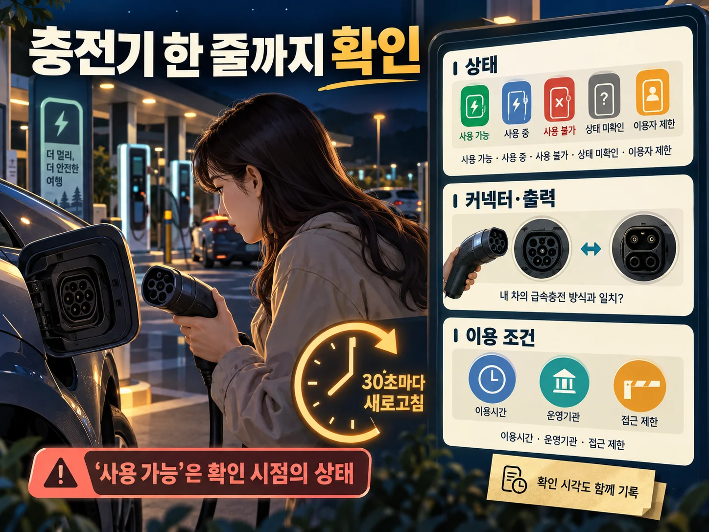 고속도로 전기차 충전소 상태와 커넥터를 확인하는 순서