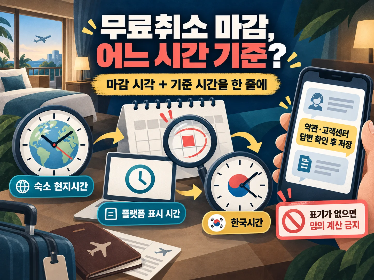 · 해외 숙소 무료취소 마감 시각의 기준 시간대 확인