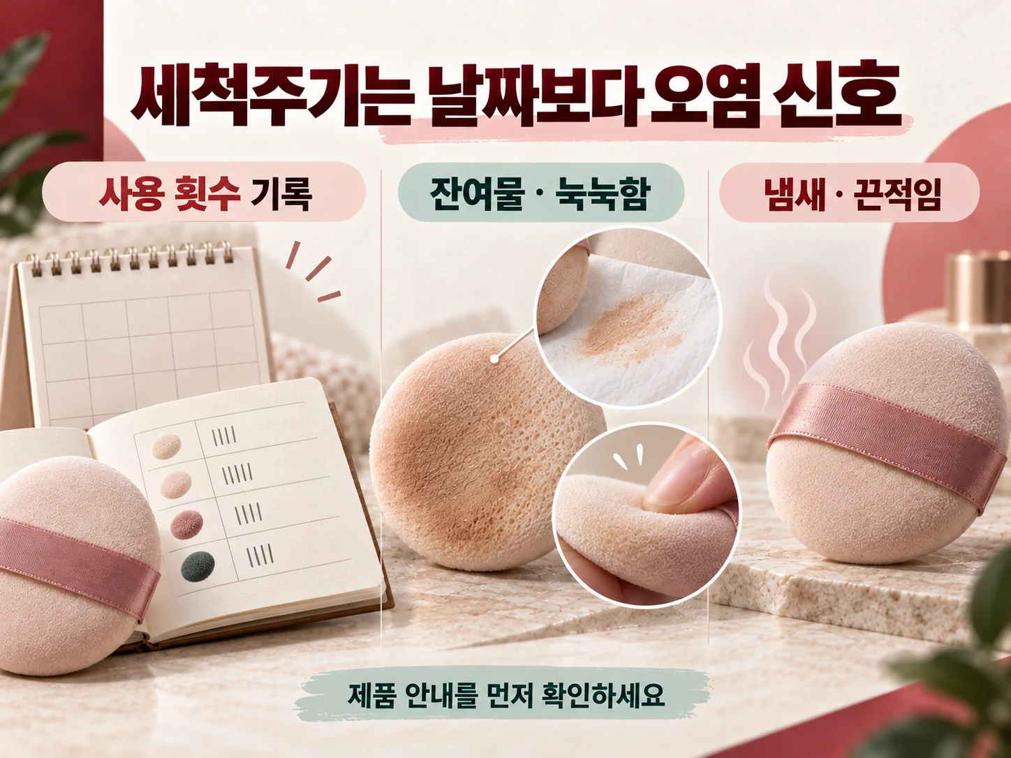 퍼프 세척주기를 위한 오염·수분 신호 기록