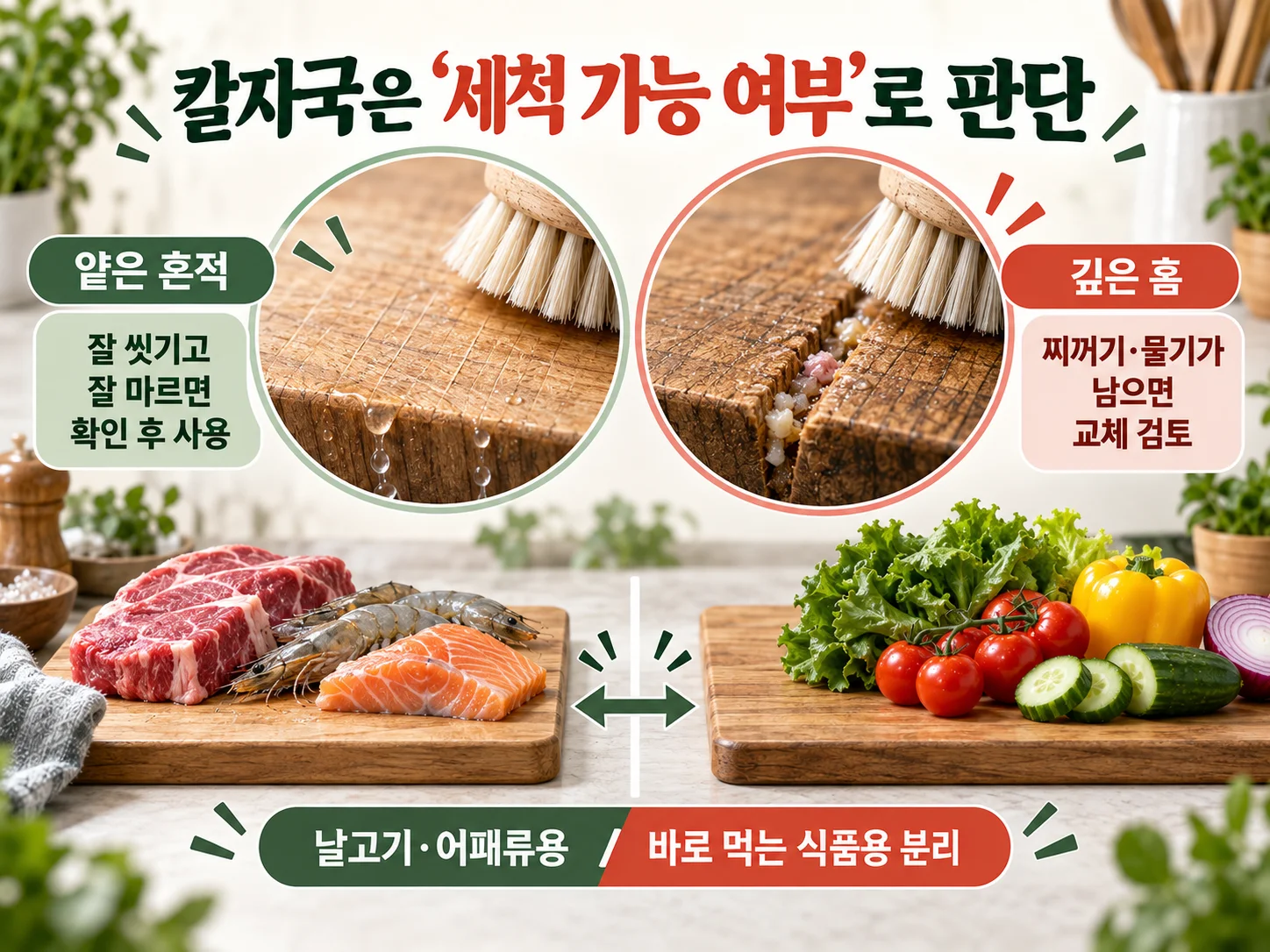 깊은 칼자국 도마의 세척 가능 여부와 교차오염 점검