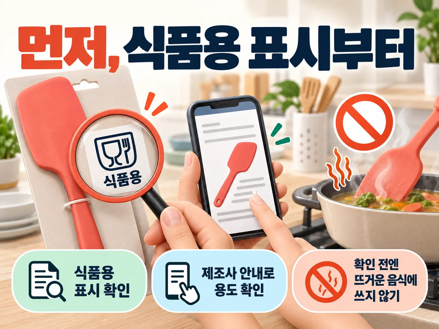 실리콘 조리도구의 식품용 표시와 제품 용도 확인
