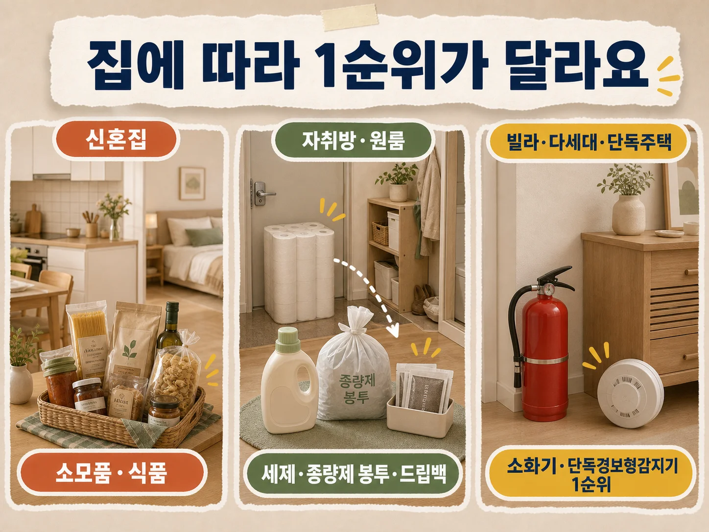 신혼집과 자취방 등 집 유형별로 달라지는 집들이 선물 선택