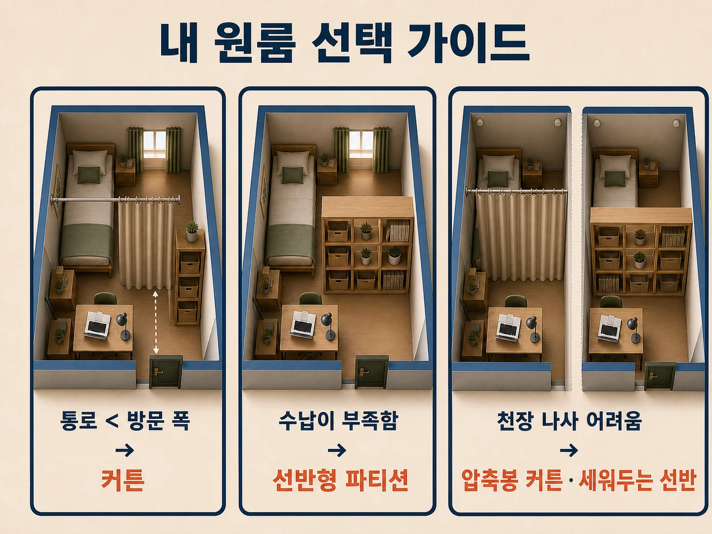 원룸 구조별 커튼과 파티션 선택 가이드