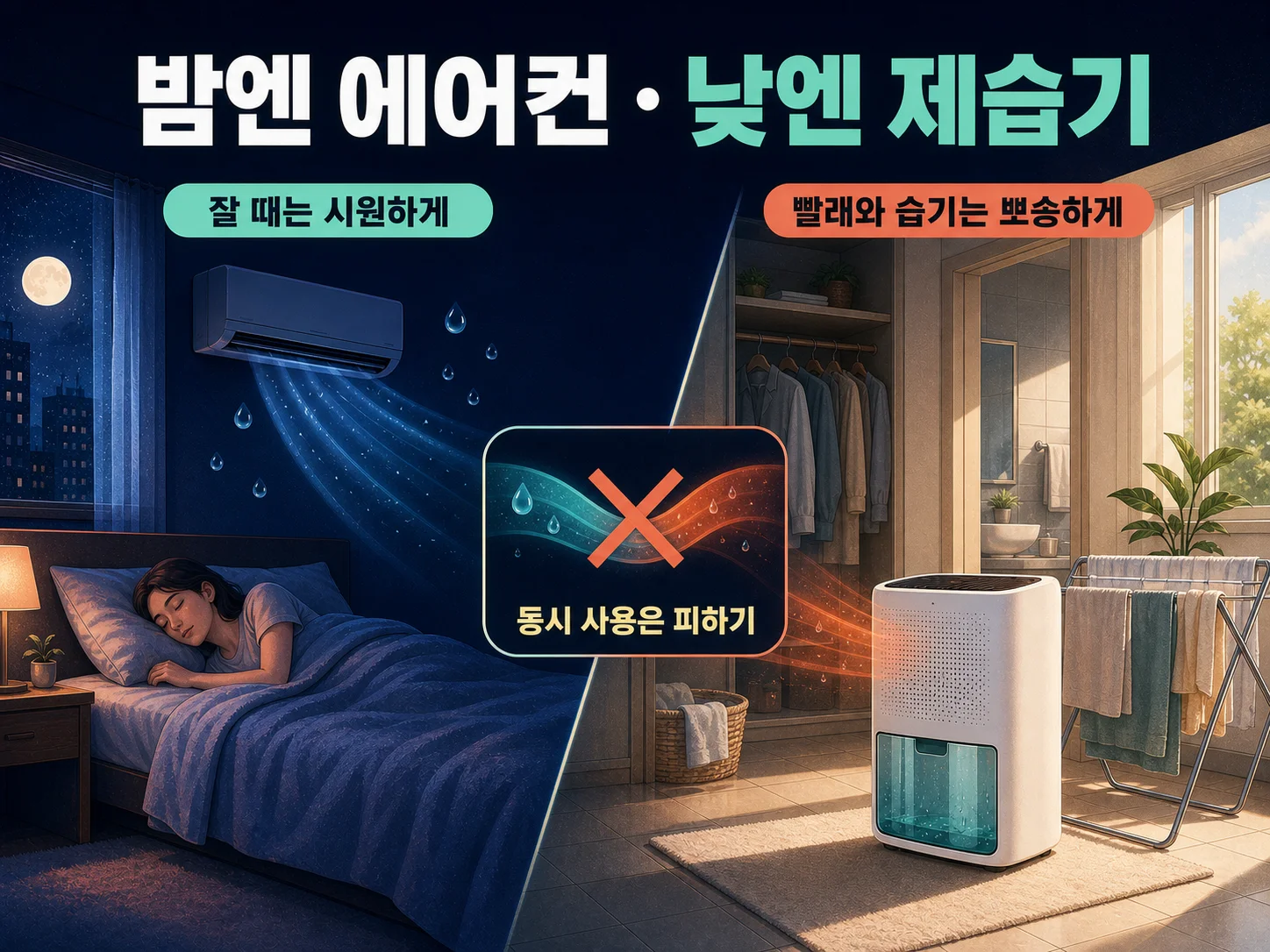 밤에는 에어컨 낮에는 제습기로 나눠 쓰는 습도 관리법
