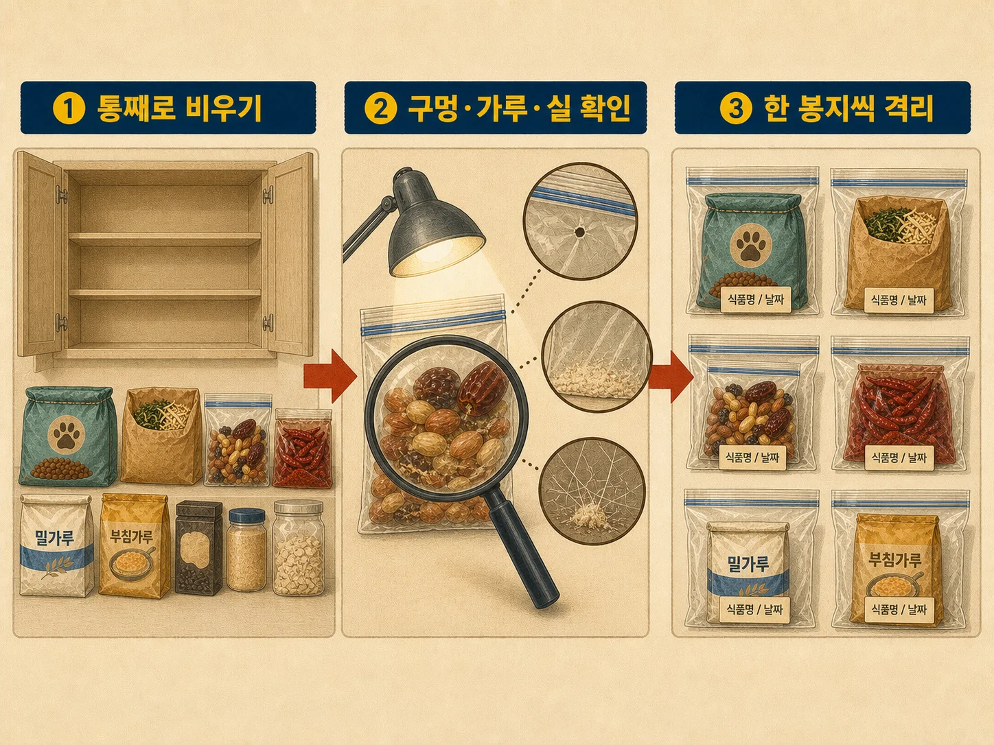 권연벌레 발생원 확인용 지퍼백 격리 테스트 과정