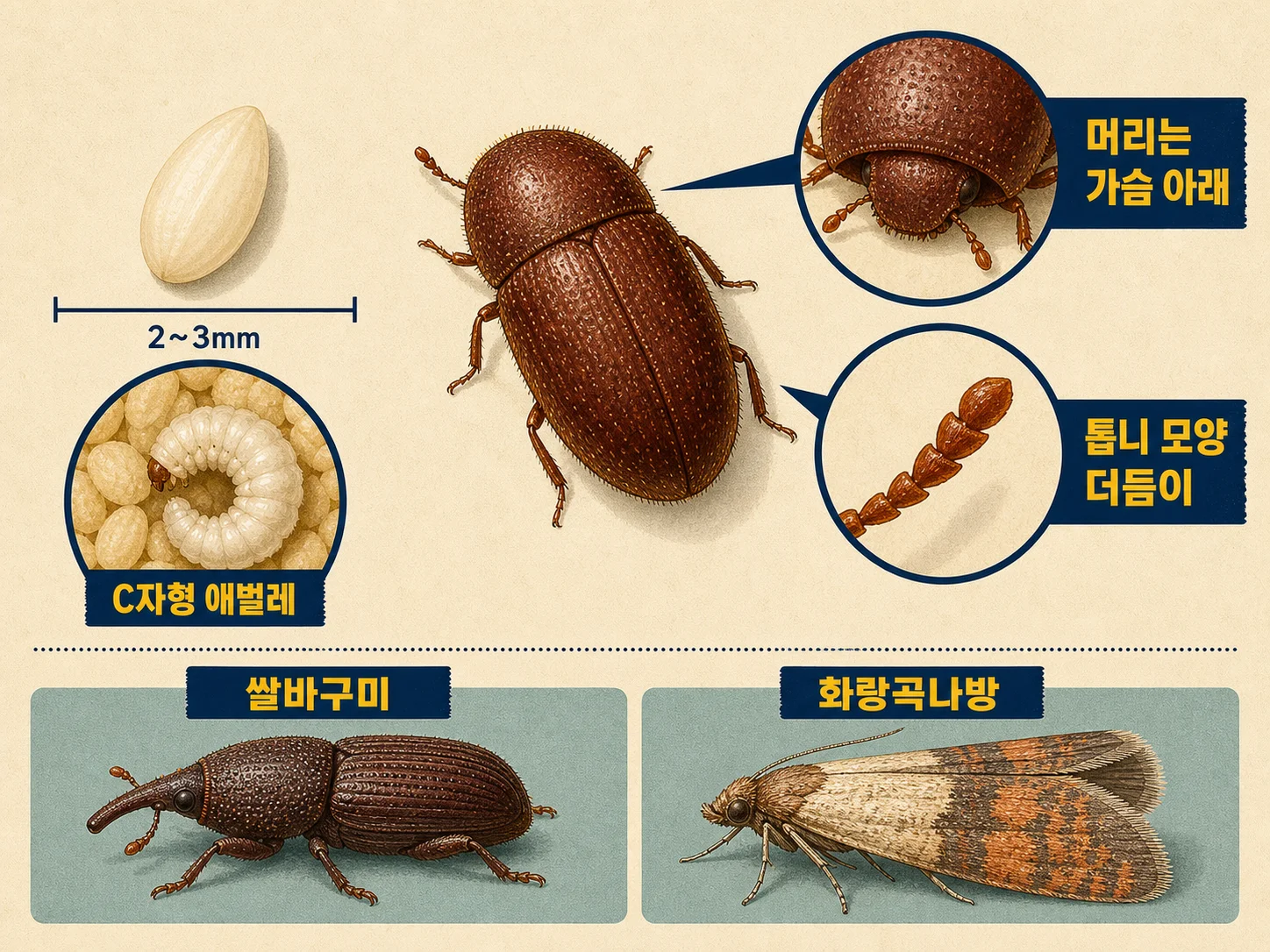 권연벌레 성충과 애벌레의 생김새 구분 특징