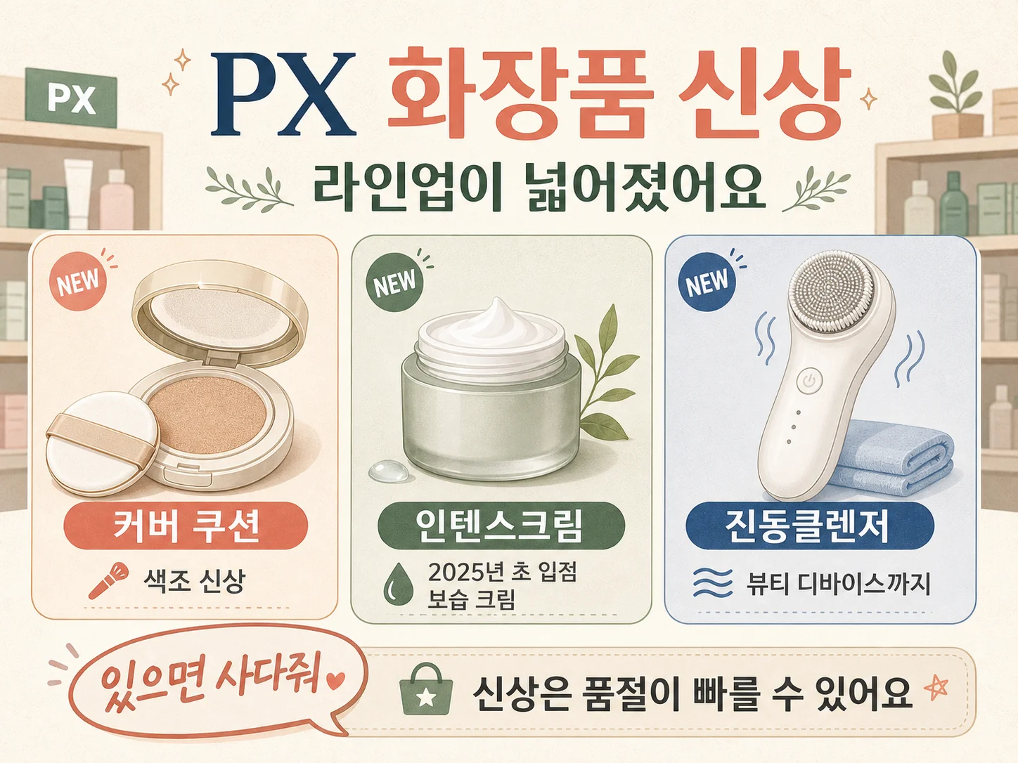 요즘 새로 입점한 px 화장품 신상 라인업