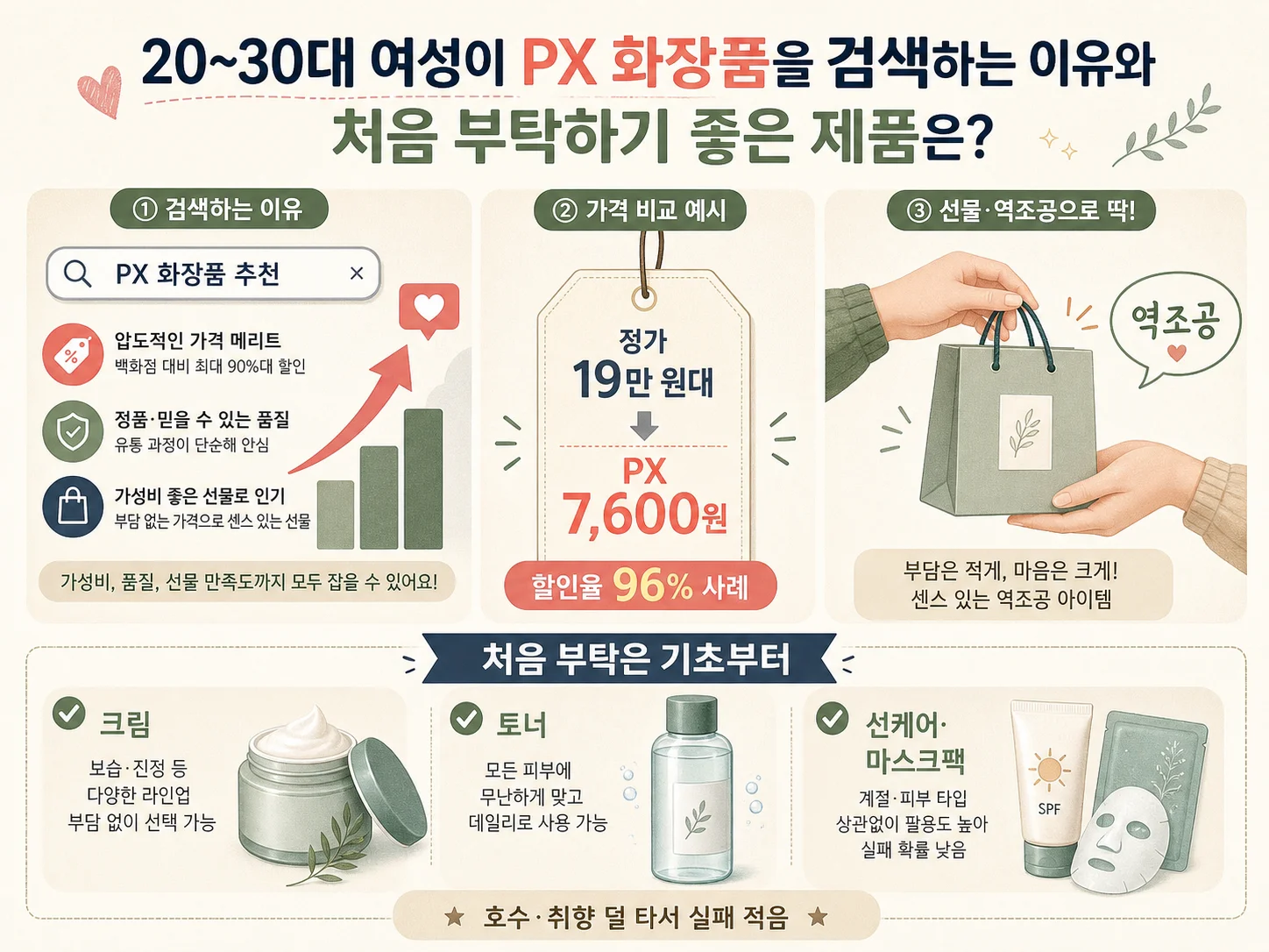부탁하기 좋은 px 화장품 추천 기초 스테디셀러 모음