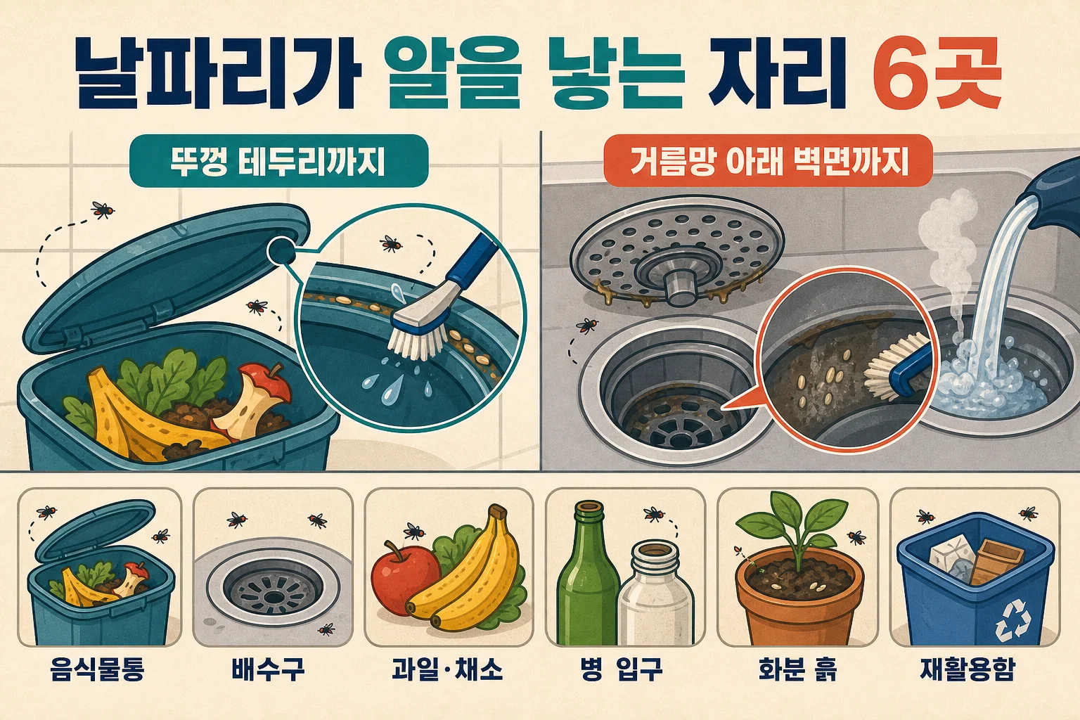 날파리트랩 놓기 전 확인하는 부엌 속 초파리 발생원 여섯 곳