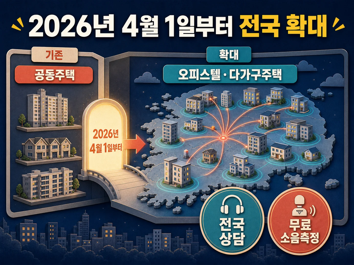 오피스텔 다가구주택 층간소음 상담 확대를 나타낸 이미지