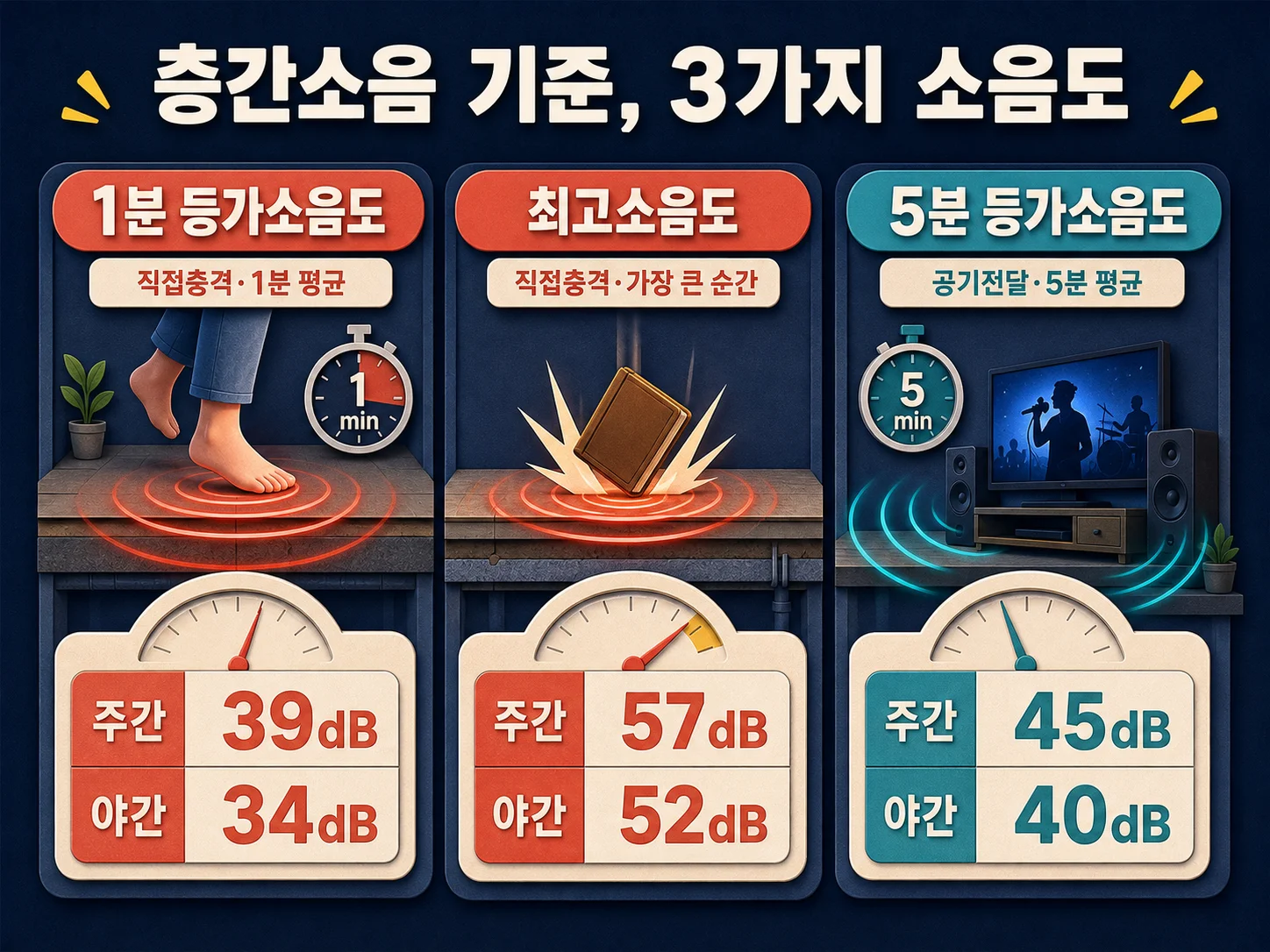 층간소음 기준 데시벨 수치를 보여주는 이미지