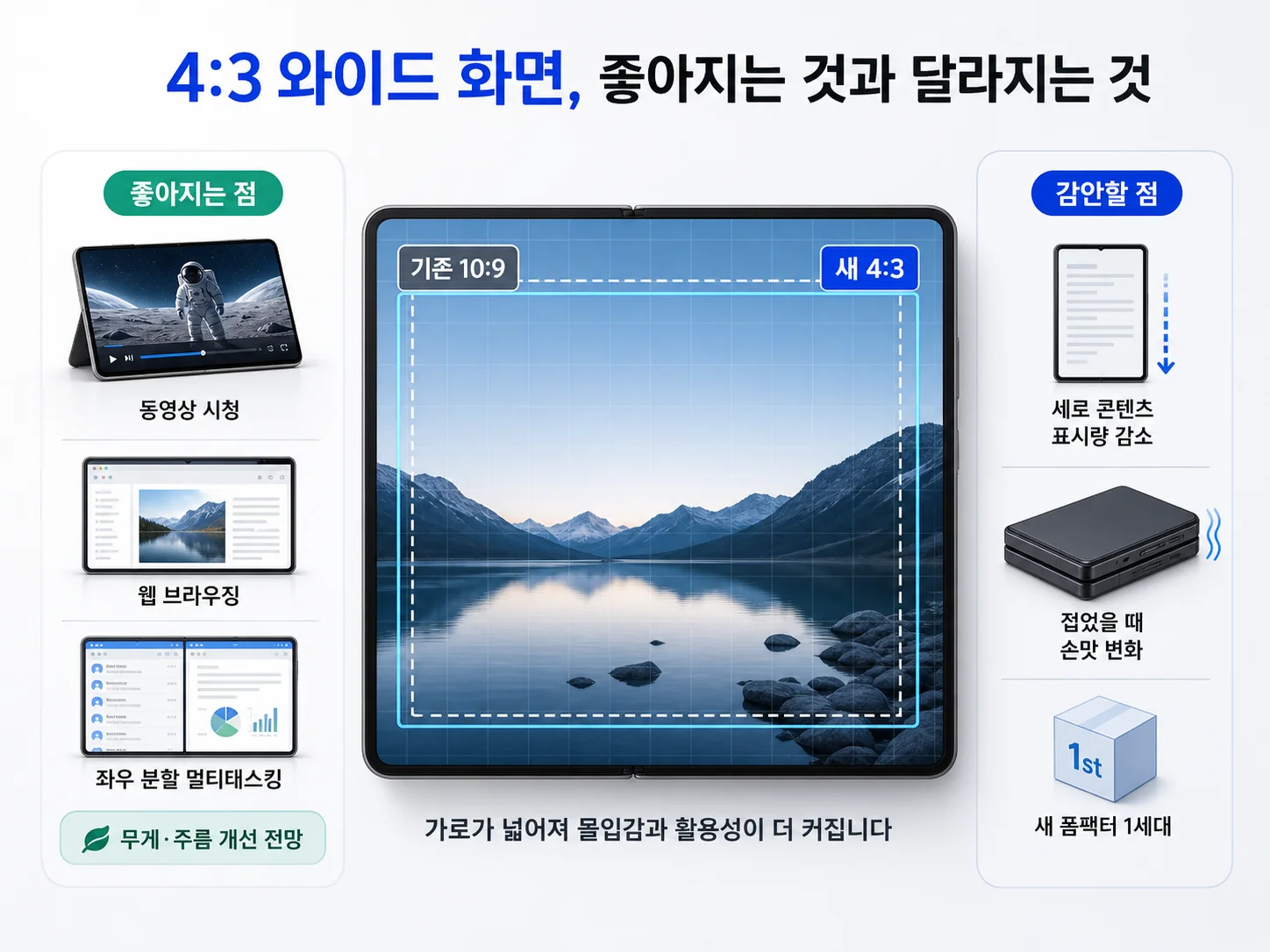 갤럭시 Z 폴드8의 4 대 3 화면 비율 변화를 보여 주는 이미지
