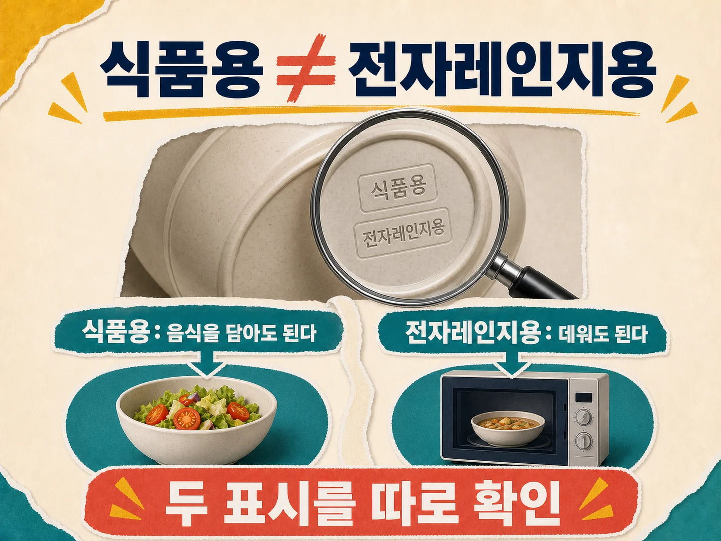 식품용 표시와 재활용 분리배출 삼각형 표시의 차이 비교