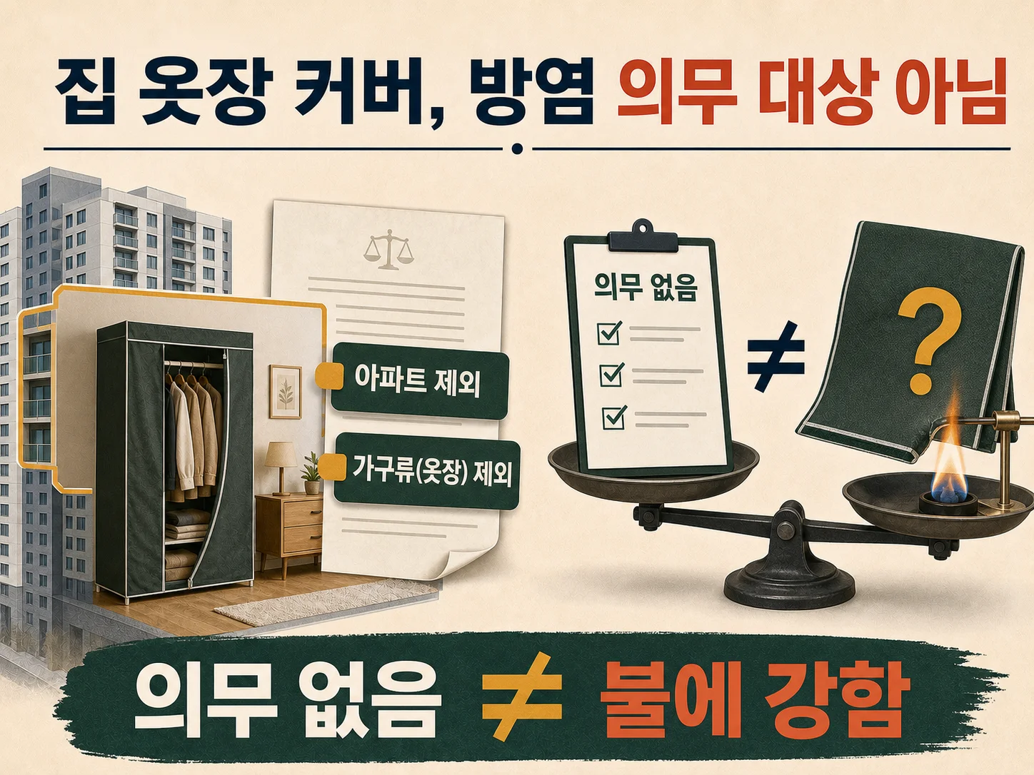 부직포 옷장 커버와 방염대상물품 범위 확인하기