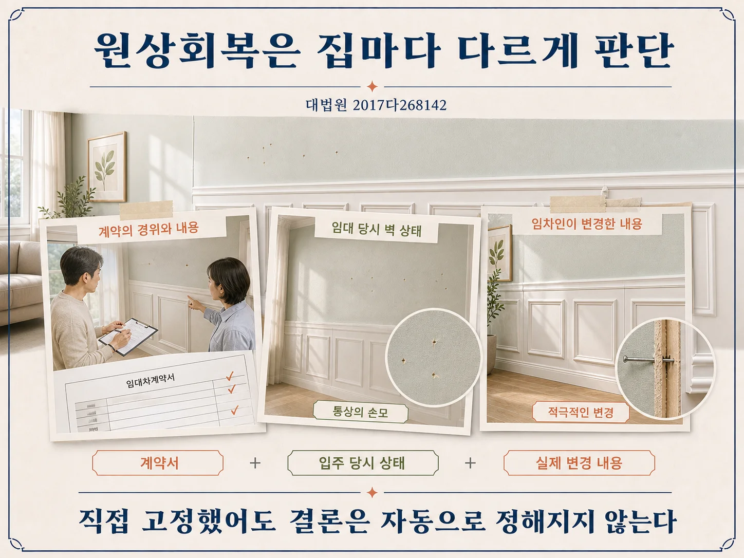 법원의 원상회복 범위 판단과 건축자재 방출기준 표지
