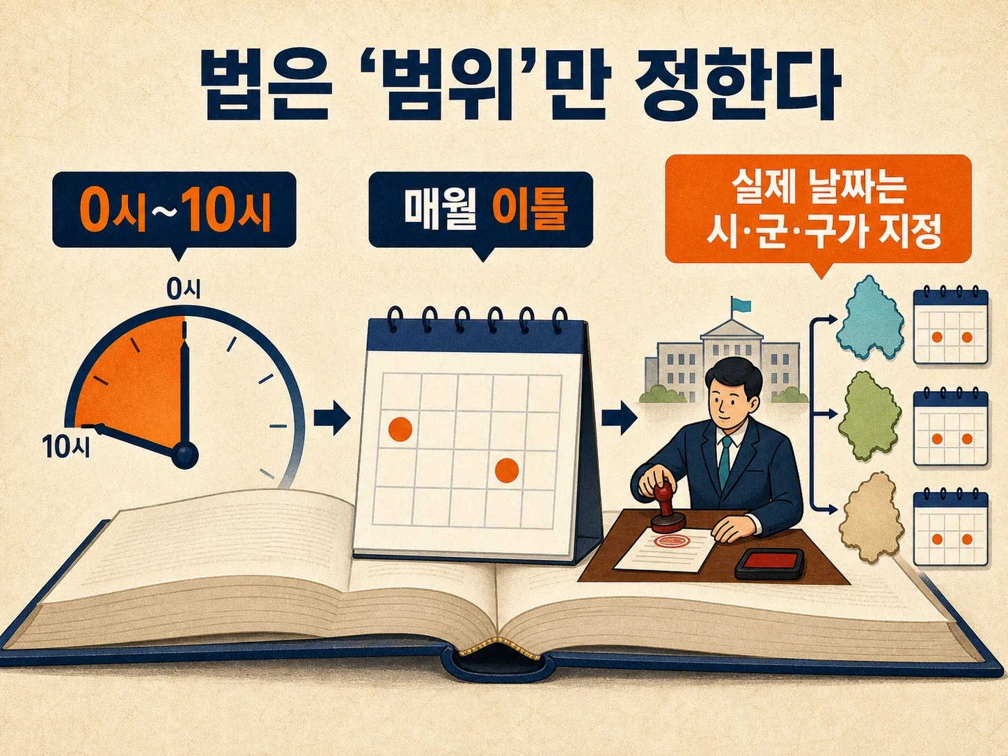 의무휴업일 지정 권한을 가진 시군구청 행정 절차를 표현한 이미지