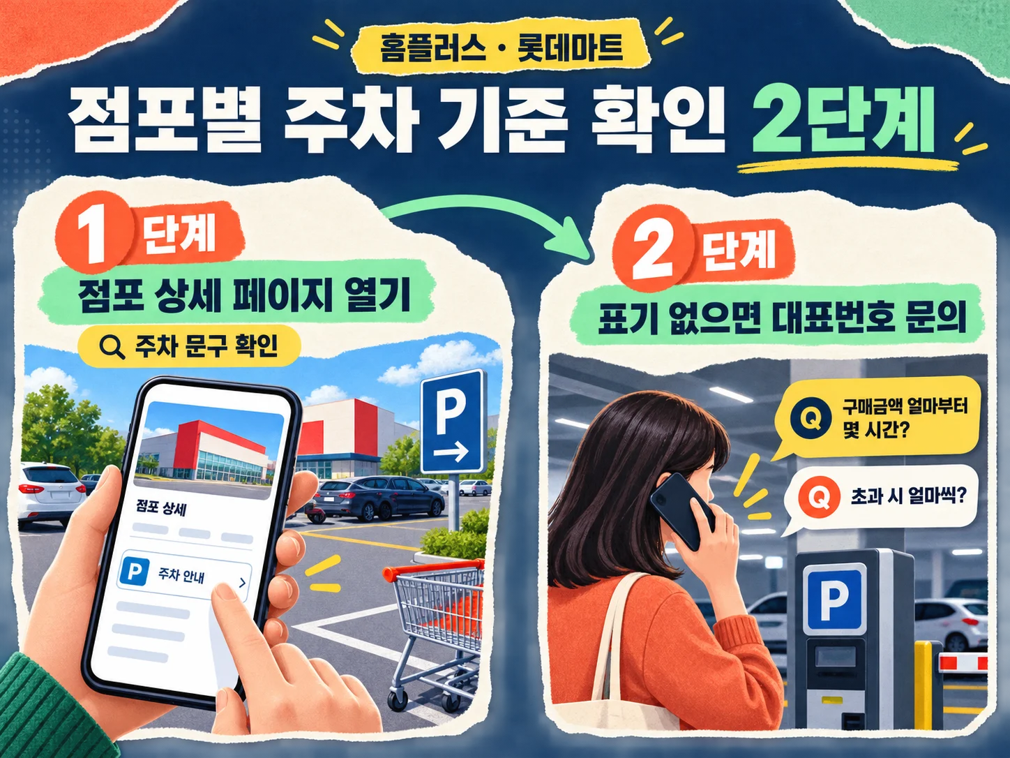 홈플러스 롯데마트 무료주차 기준 확인하는 방법