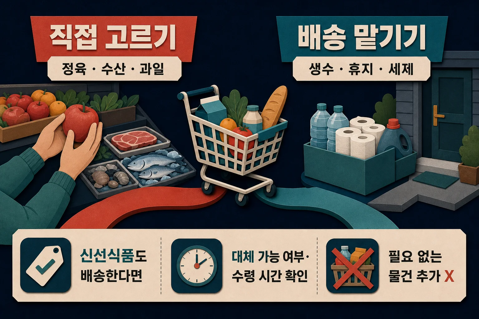 생수와 세제 배송 및 신선식품 직접 장보기 분리 기준