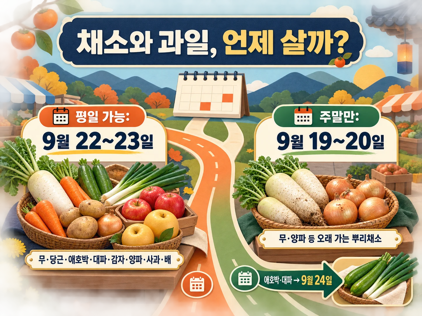 추석 연휴 채소와 과일을 사기 좋은 장보기 시점 안내