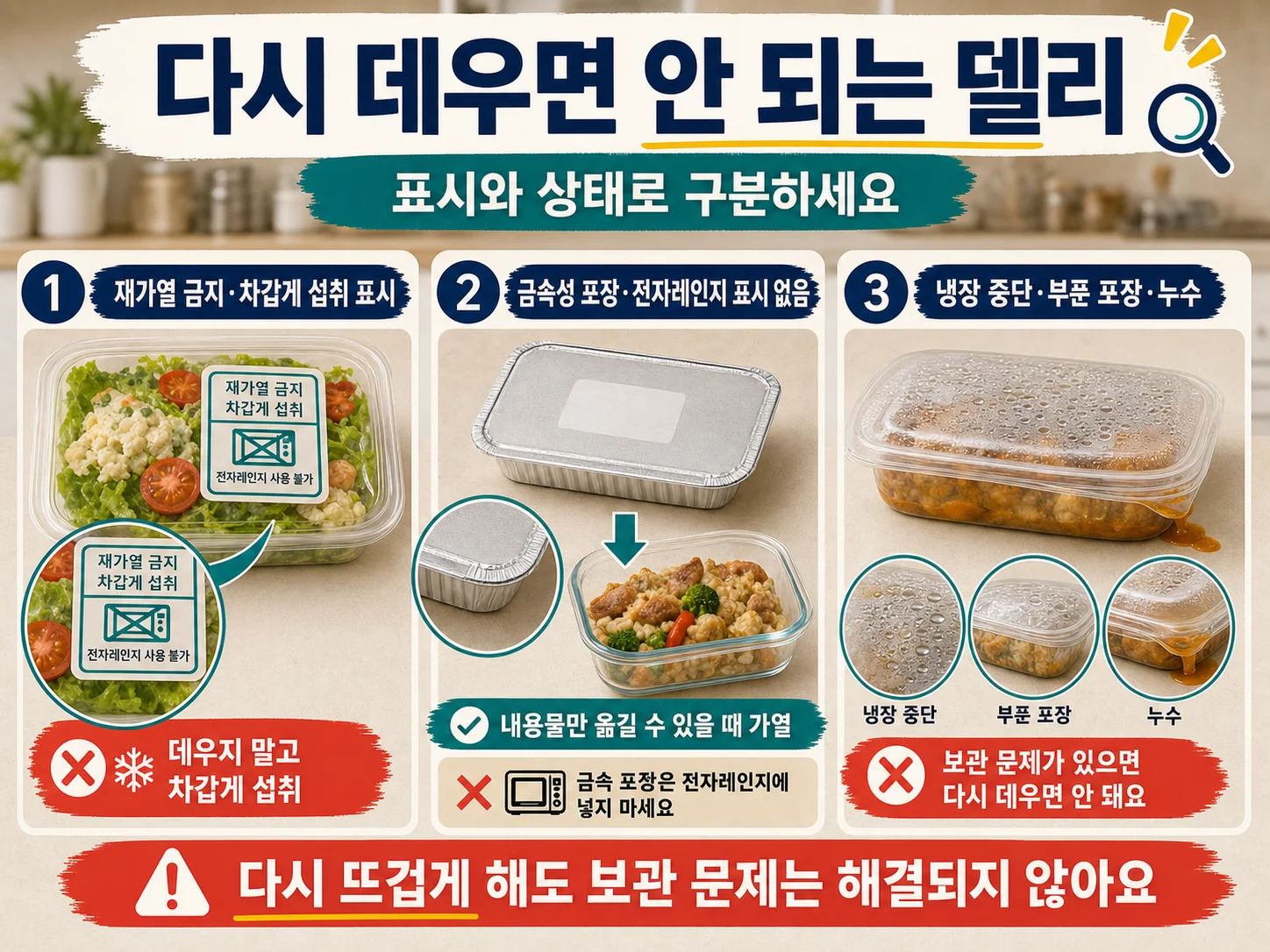 남은 델리를 소분해 냉장 보관하고 다음 끼니만 재가열하는 방법