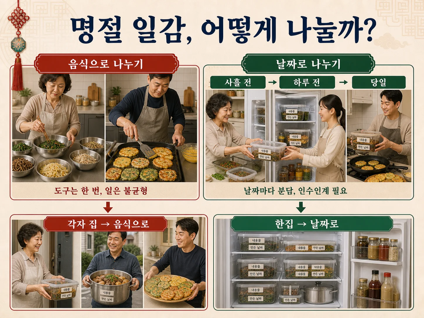 명절 일감을 날짜별로 나눠 가족이 분담하는 계획표