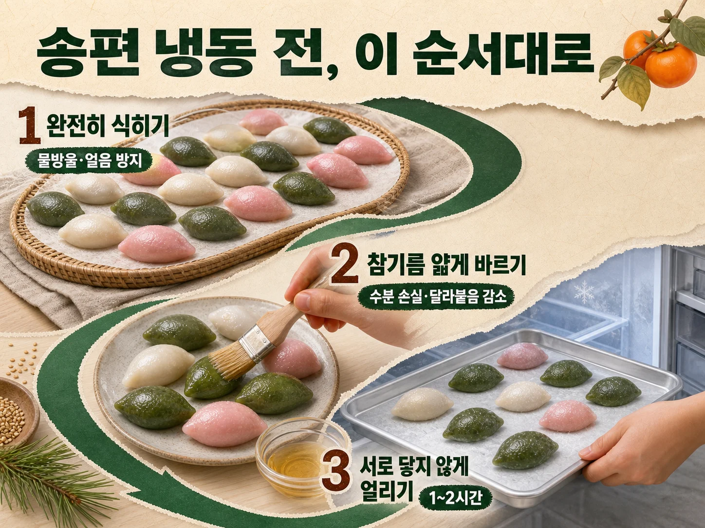 크림치즈와 생과일 소를 넣은 송편의 냉장 보관 방법