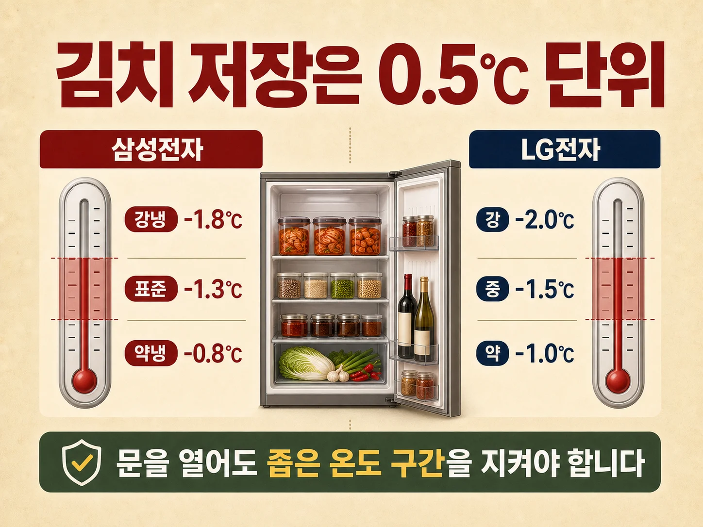 김치냉장고 칸마다 다르게 설정되는 저장 온도 구간