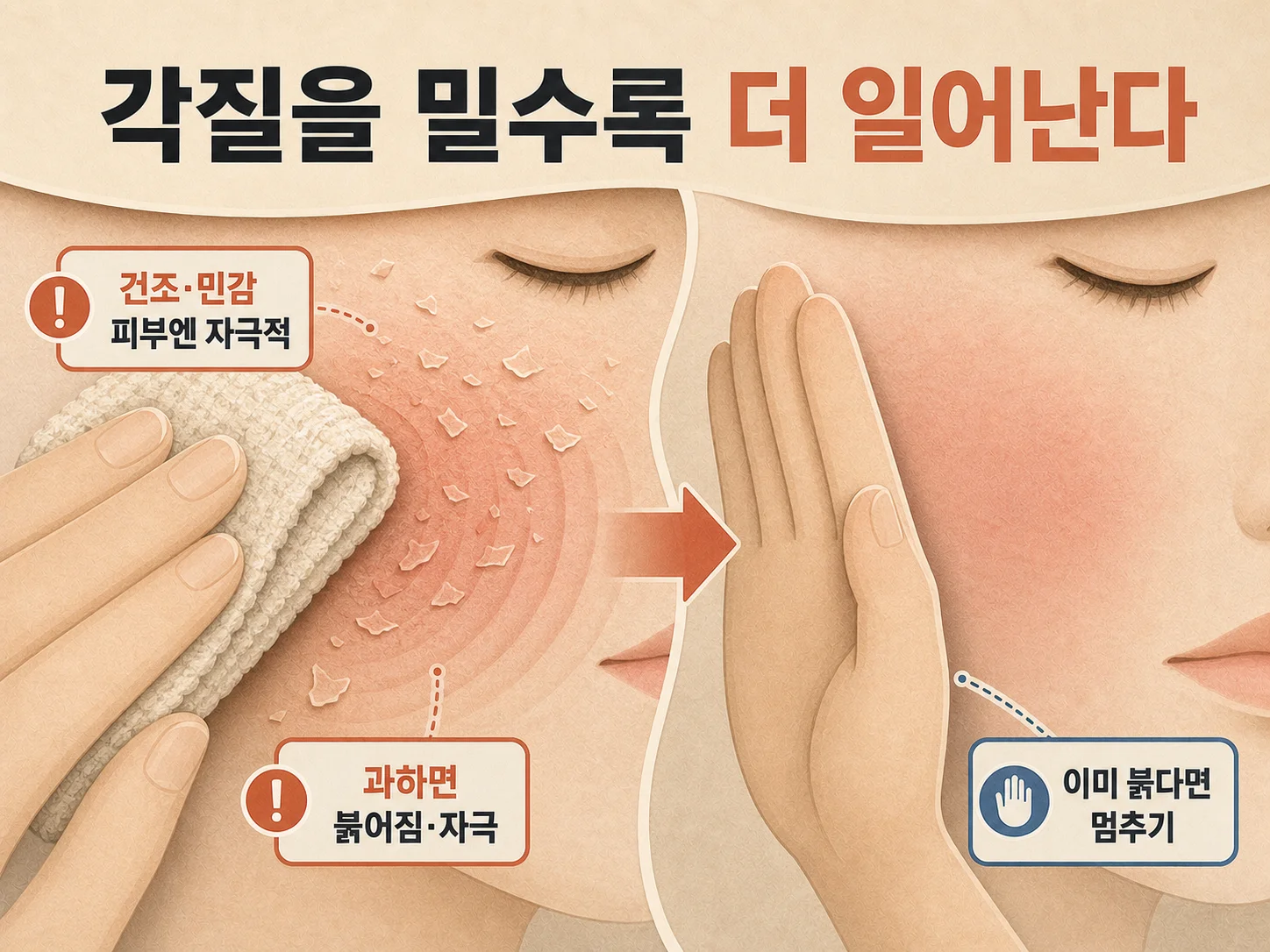 붉어진 피부에 각질 제거를 멈춰야 하는 이유